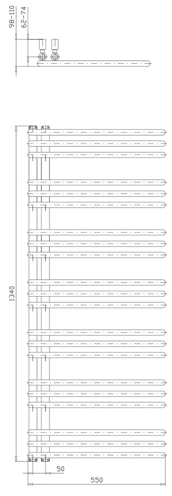 Sapho Sapho, POSEIDON vykurovacie teleso 550x1340mm, čierna matná, PS513B