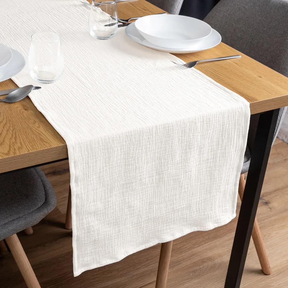 Biante Mušelínový behúň na stôl MSN-082 Krémovo biely 45x180 cm