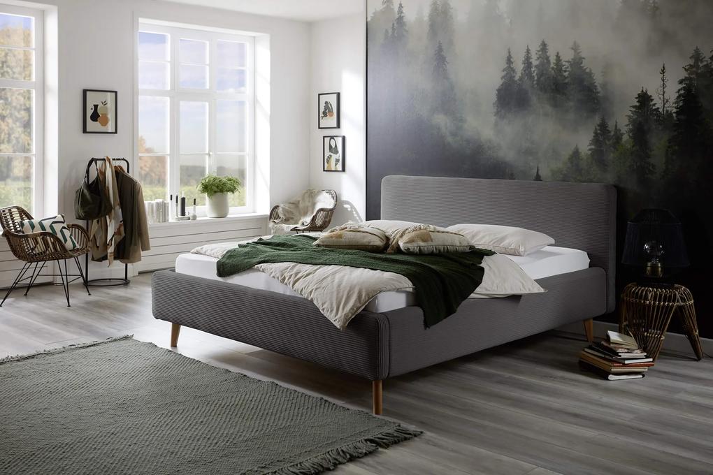 Čalúnená posteľ taupe 160 x 200 cm menčester sivá MUZZA