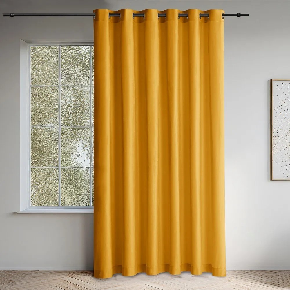 Zamatový dimout záves v horčicovej farbe 530x225 cm Velto – Filumi