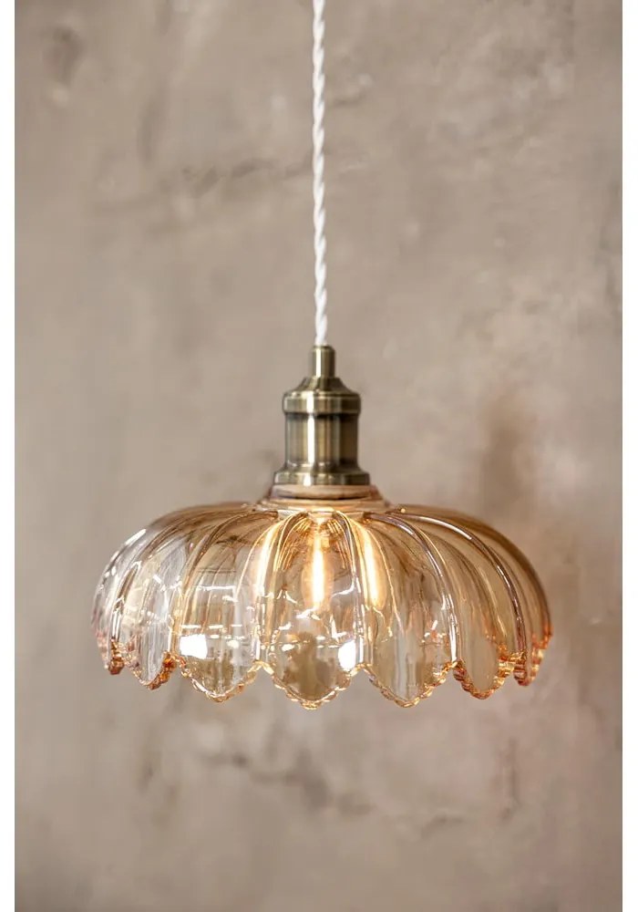 Závesné svietidlo v mosadzno-jantárovej farbe so skleneným tienidlom ø 25,5 cm Kurage – Markslöjd