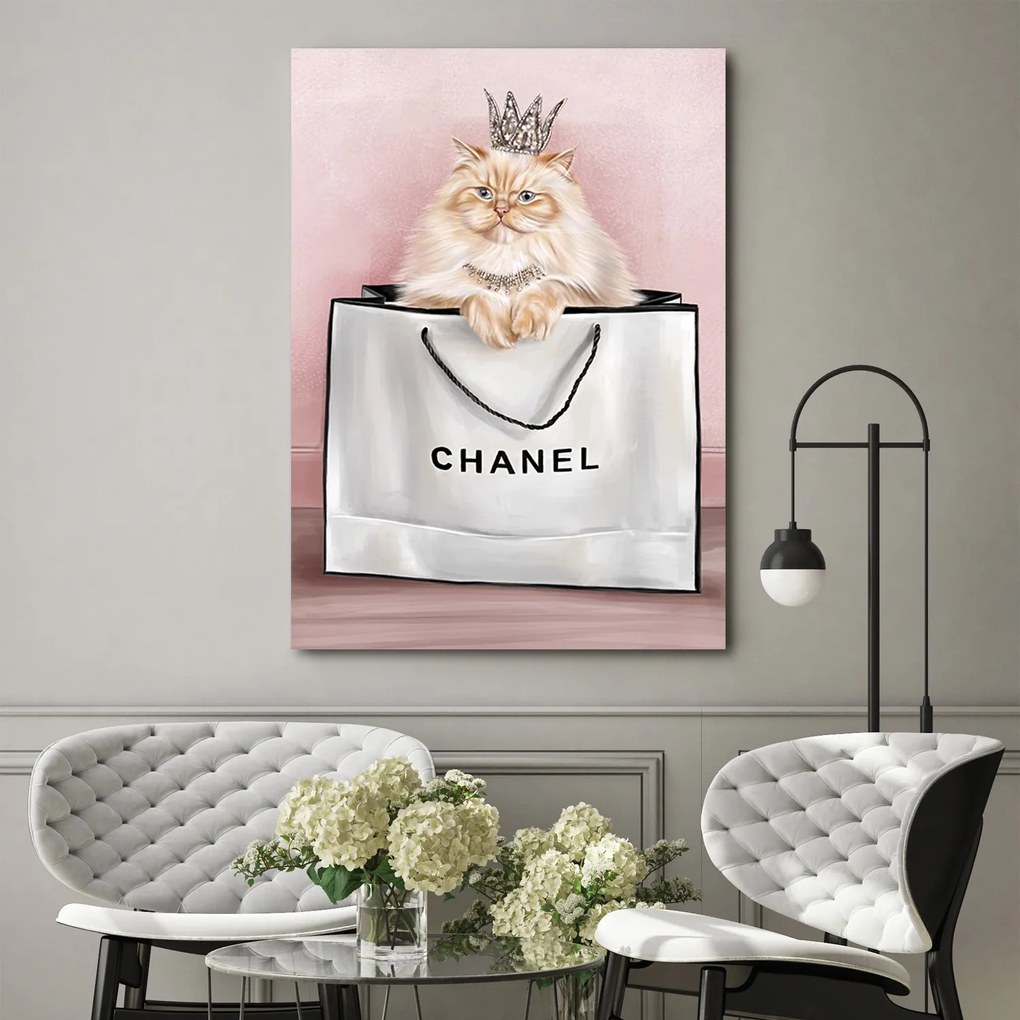 Gario Obraz na plátne Mačka v taške Chanel Rozmery: 60 x 90 cm