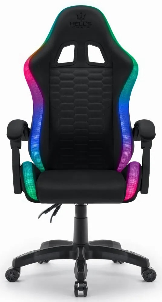 Herné kreslo HC-1000 Black LED RGB látkové