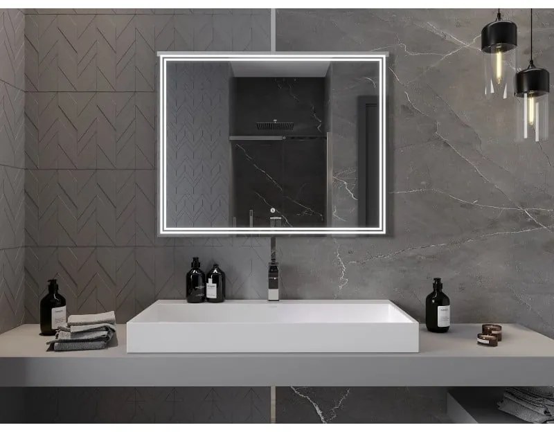 Mexen Taco, LED kúpeľňové zrkadlo s podsvietením 100 x 80 cm, 6000K, ochrana proti zahmlievaniu, 9805-100-080-611-00
