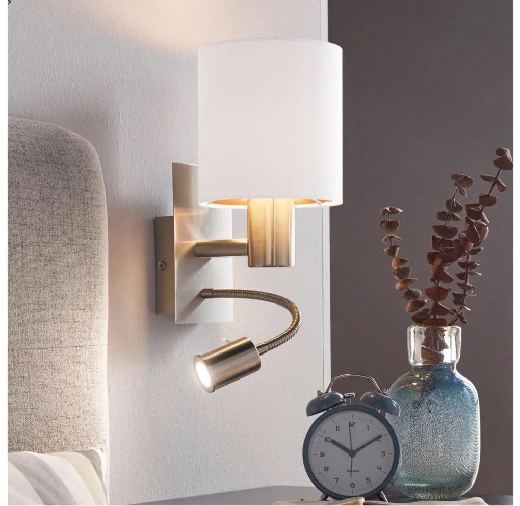 Eglo 96484 - LED Flexibilné svietidlo PASTERI 1xE27/40W+LED/3,8W biela