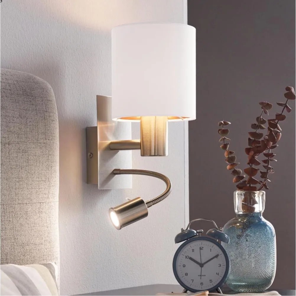 Eglo 96484 - LED flexibilné svietidlo PASTERI 1xE27/40W+LED/3,8W biela