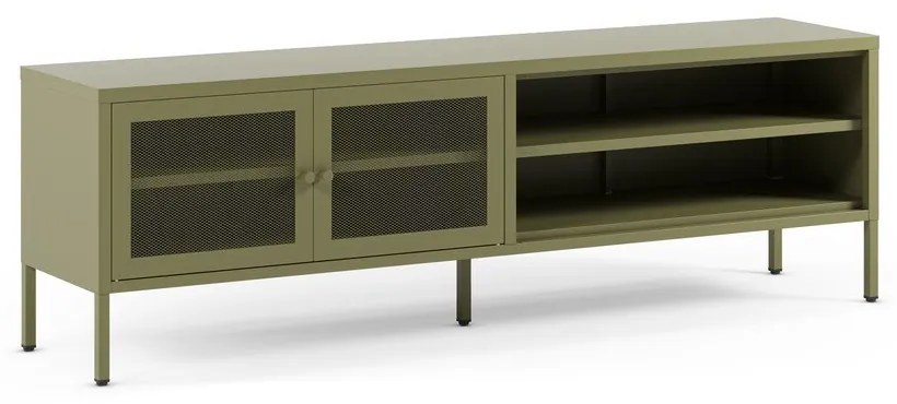 Zelený kovový TV stolík 160x50x35 cm Fayna – Marckeric