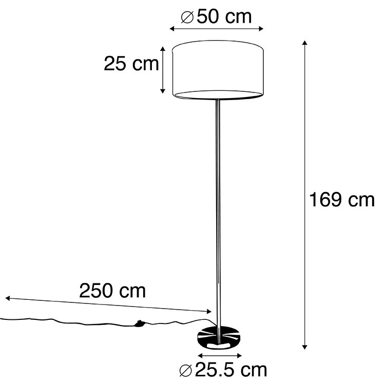 Stojaca lampa oceľ s ružovým tienidlom 50 cm - Simplo