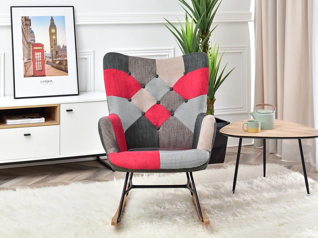Kreslo Sibyla (patchwork + čierna). Akcia -18%. Vlastná spoľahlivá doprava až k Vám domov. 1110395