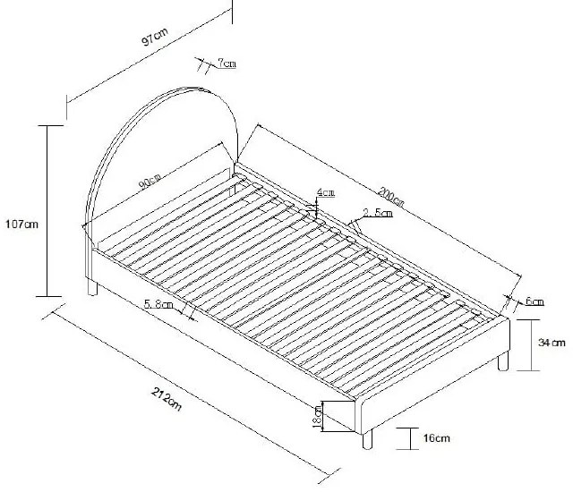 Biela čalúnená jednolôžková posteľ s roštom 90x200 cm MOON – Vipack
