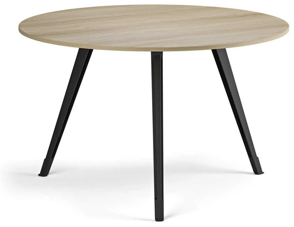 Konferenčný stôl PRIMO ZEN, priemer 120 cm, čierna podnož, dub prírodný