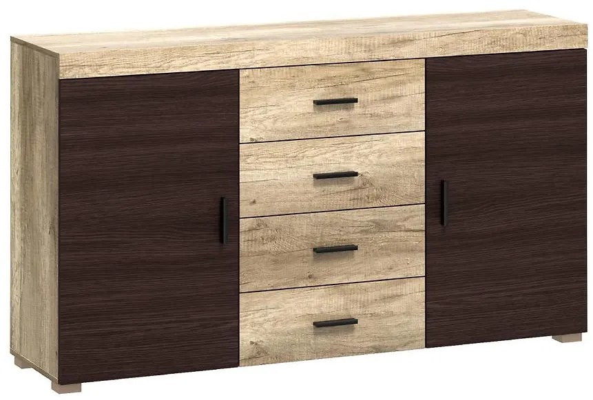 Komoda Remos 2D4S country šedý/arusha mágia