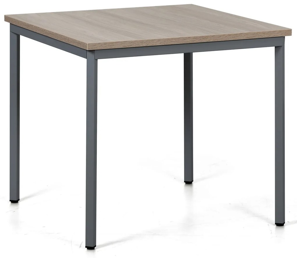 Jedálenský stôl TRIVIA, 80x80 cm, tmavo sivá podnož, dub prírodný