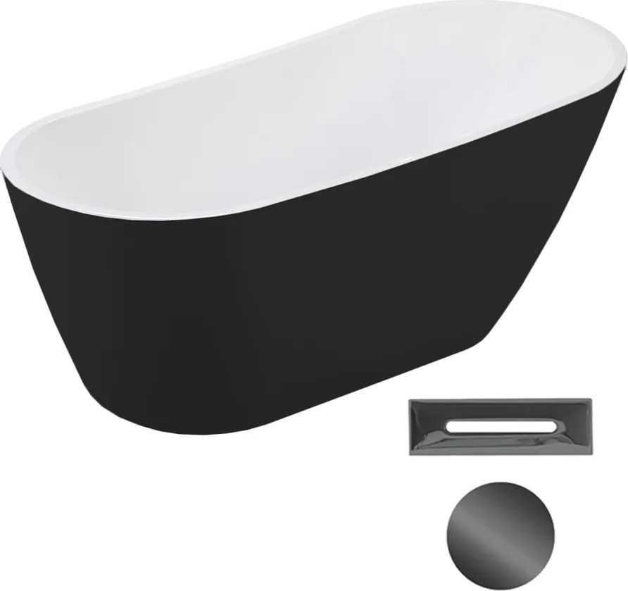 Besco Akrylátová voľne stojaca vaňa Melody BW Matt 150x80 (170x80) BESCO-Typ výpuste: Click-Clack s prepadom, grafit, BESCO-Rozmery: 150x80, BESCO-Fa…