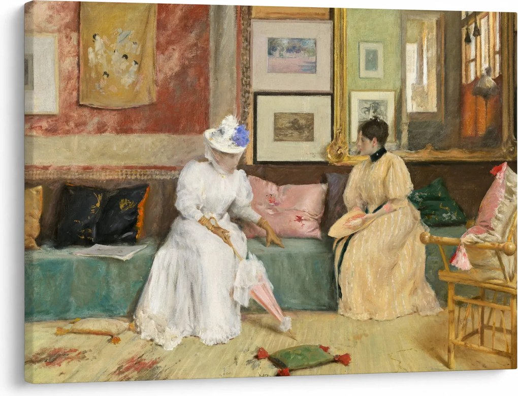 Obraz - William Merritt Chase, A Friendly Call, reprodukcia (70x50 cm)