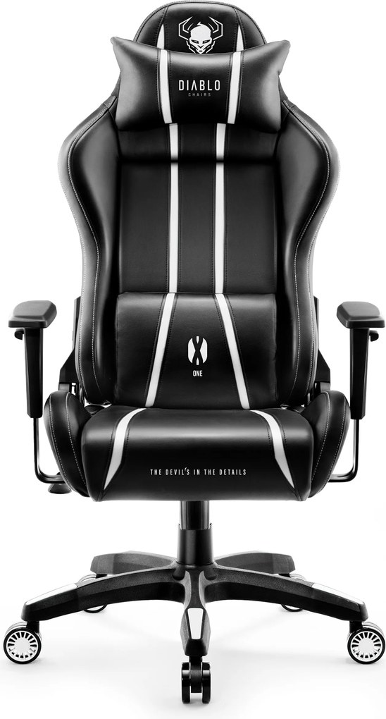 Herné kreslo z eko-kože King Size, čierny-biela: Diablo X-One 2.0