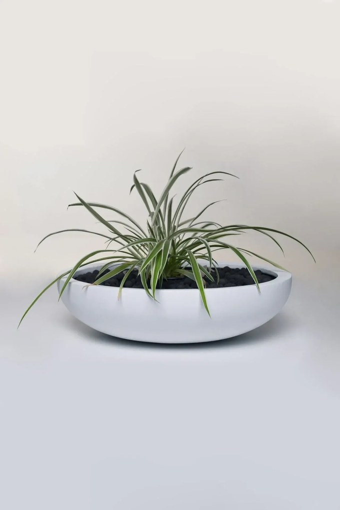 Okrasná miska PLANA, sklolaminát, 11xØ43 cm, biela