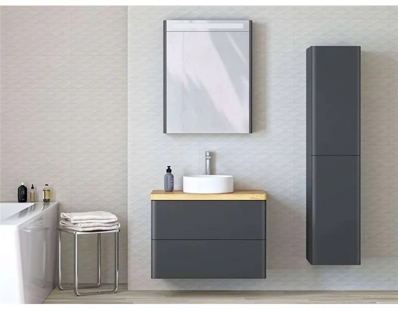 Mereo, Siena, kúpeľňová skrinka s umývadlom z litého mramoru 81 cm, biela , antracit , čierna, MER-CN431M