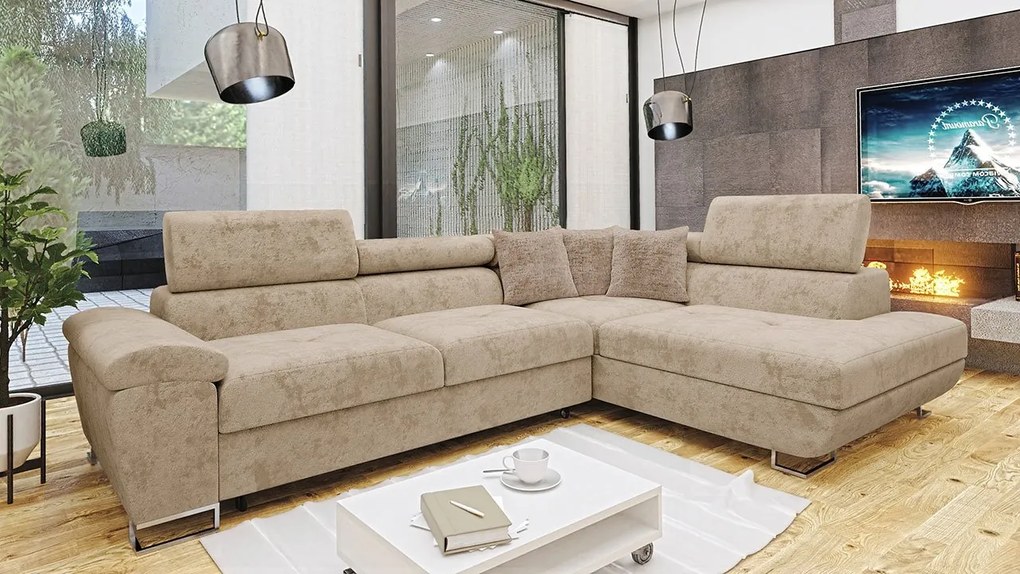 Rohová rozkladacia sedačka Alvin Premium, Dostupné poťahy: Otusso 02 + Sorriso 05 + Sorriso 05, Strana: ľavá