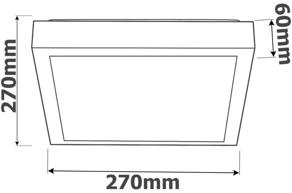 Stropné svietidlo Plafond LED Square Black 2xE27 IP44