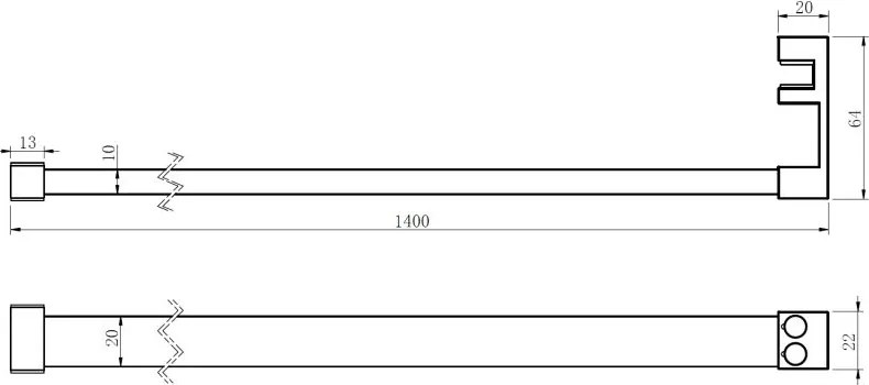 Mexen Kioto, vešiak na uteráky pre sprchovú zástenu, max. 140 cm, čierna matná, 800-06-70