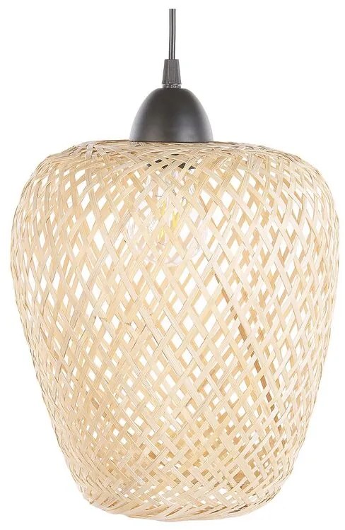 Bambusová závesná lampa svetlé drevo BOMU Beliani