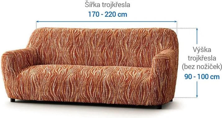 Bielastické poťahy UNIVERSO NOVÉ žíhané tehlové trojkreslo (š. 170 - 220 cm)