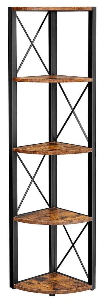 Rohová polica Vasagle Norma hnedá/čierna