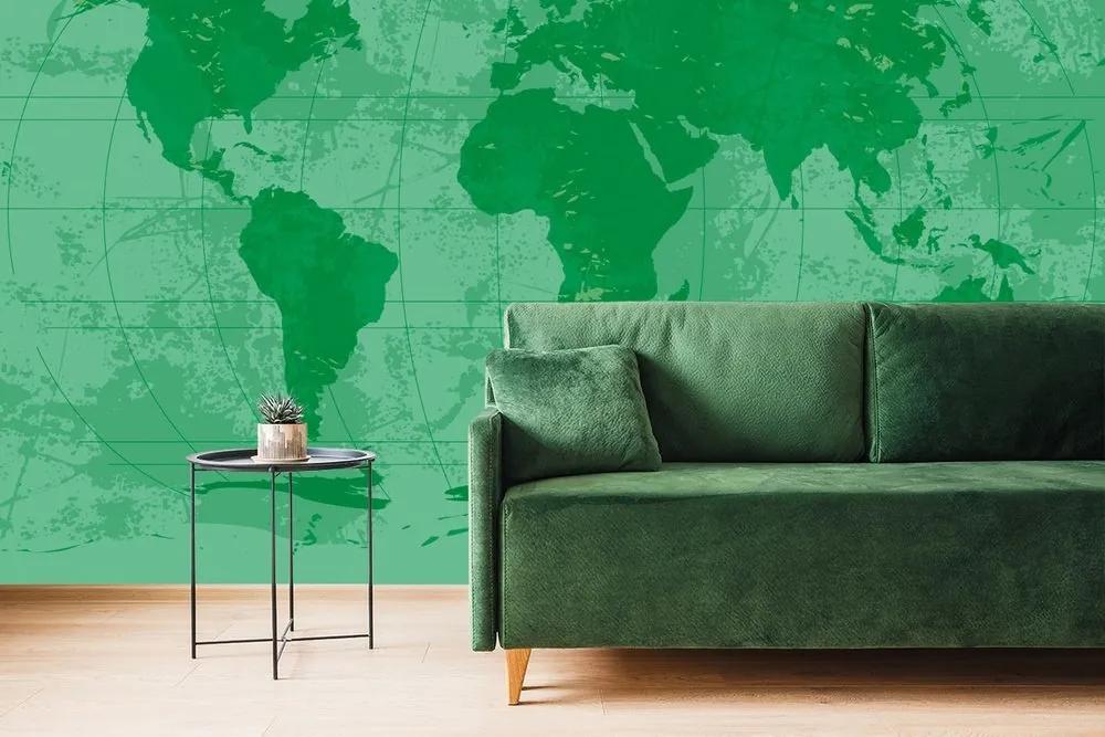 Tapeta rustikálna mapa sveta v zelenej farbe - 300x200