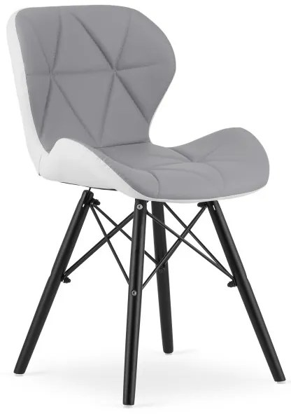 Set štyroch jedálenských stoličiek LAGO ekokoža, sivé / biele / čierne (4 ks)