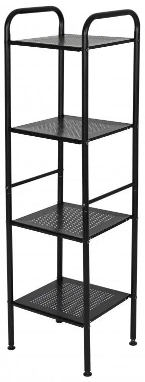 Erga Lexa, kúpeľňový kovový regál so 4 policami 28x33x114,5 cm, čierna matná, ERG-YKA-P.LEXA-4-BLK