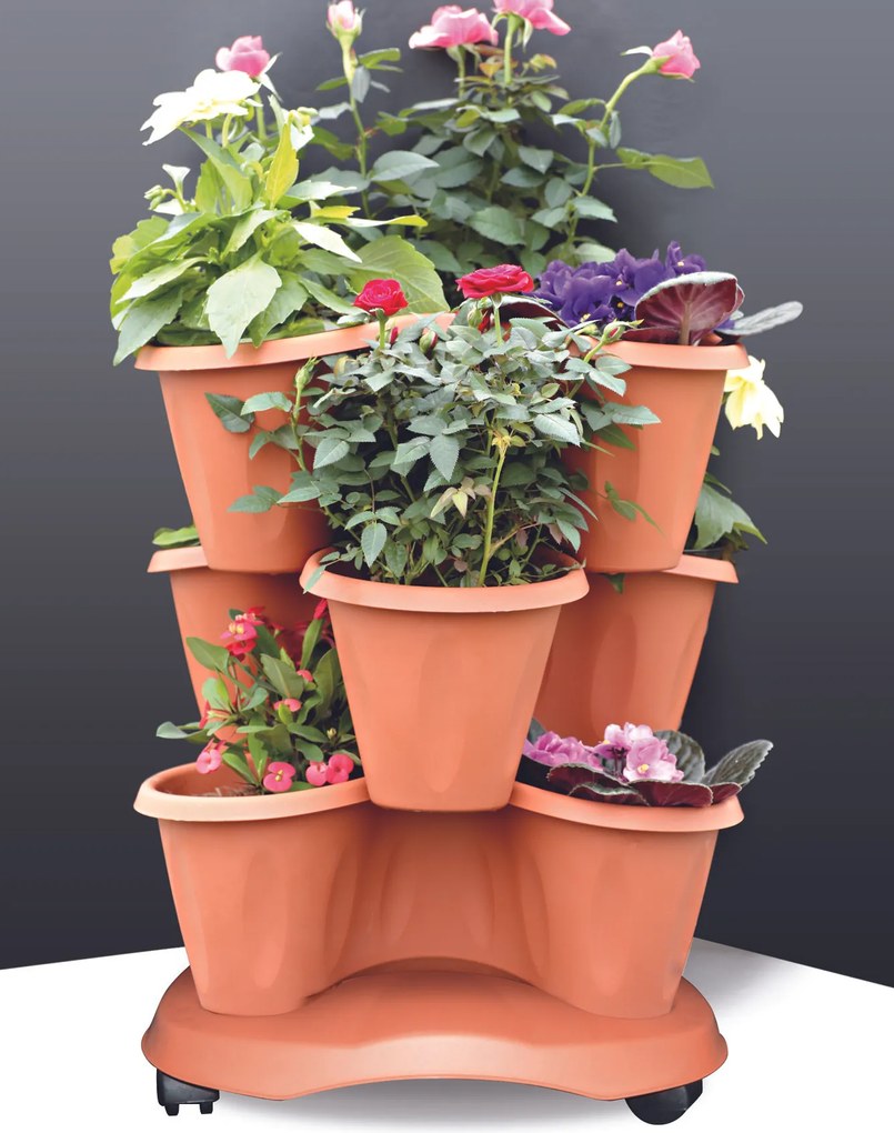 BAMA Kvetináč modulárny TRIFOGLIO, farba terracotta