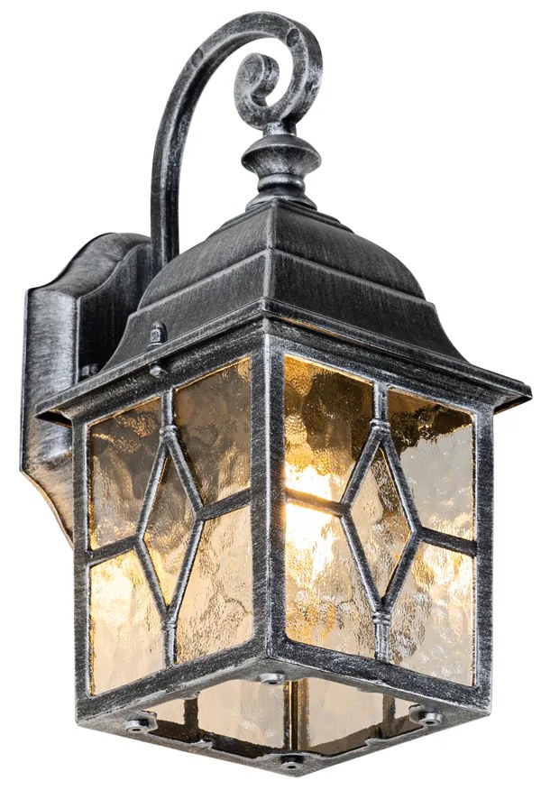 Romantická vonkajšia nástenná lampa starožitné striebro - London