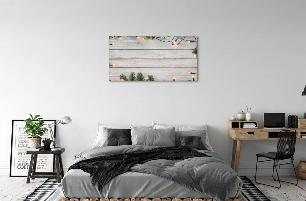 Obraz na plátne Vetvičky svetlé drevo 125x50 cm