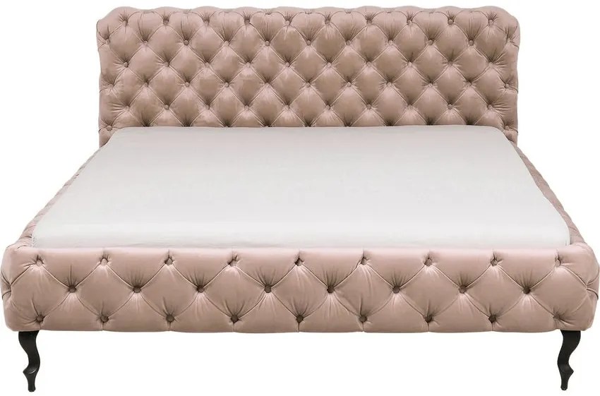 Prešívaná čalúnená posteľ DESIRE 180x200 cm farba ecru, polyesterový zamat v prevedení glamour