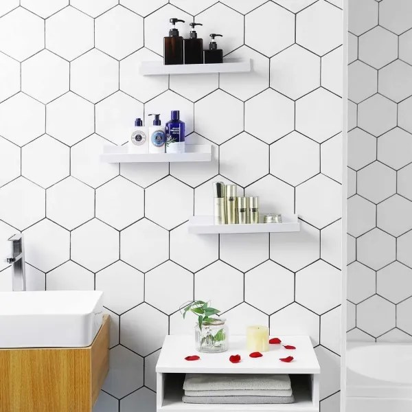 Sada 3 nástenných políc SHELFY, biela