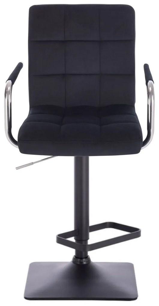 LuxuryForm DESIGN Barová stolička VERONA VELUR na čiernej hranatej podstave - čierna