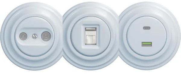 Kliklap - Retro USB zásuvka A+C bez rámika modrá