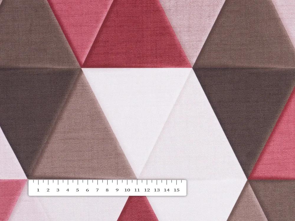 Biante Zamatová obliečka na vankúš s lemom Tamara TMR-021 Vínovo-hnedo-béžové trojuholníky 35 x 45 cm