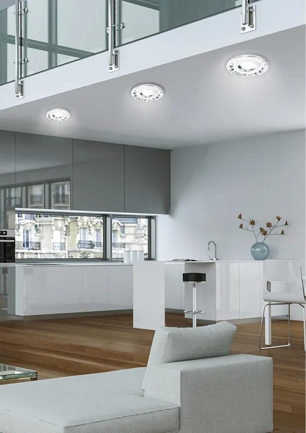 CLX Stropné LED podhľadové osvetlenie HENA, 1xGU10 35W + LED 3W, 10cm, okrúhle, chrómované