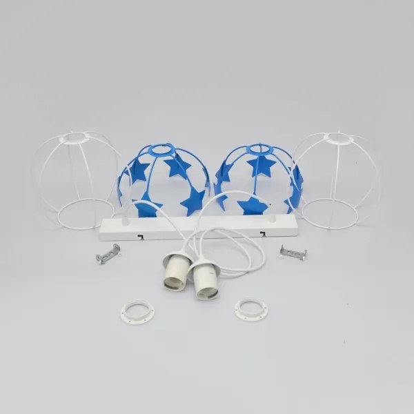 Detský luster na lanku STARS 2xE27/15W/230V modrá/biela