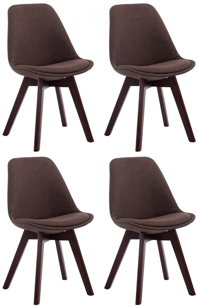 Stolička Borne V2 látka (SET 4 ks), drevené nohy orech - Hnedá