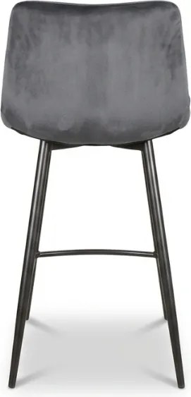 Sivá barová stolička MILA VELVET s čiernymi nohami