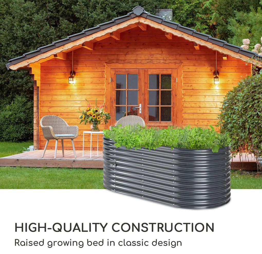 Blumfeldt High Grow, vyvýšený záhon, 200 x 80 x 100 cm, vlnovitý plech, jednoduchá montáž