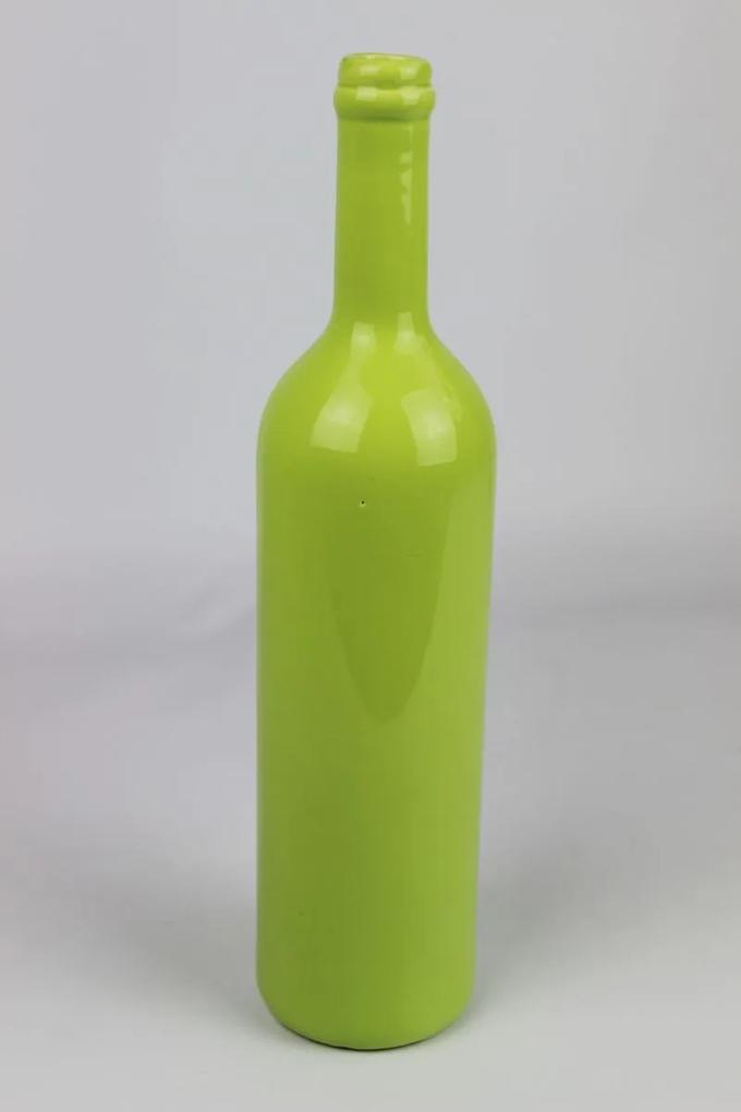 Zelená keramická váza v tvare fľaše 32cm