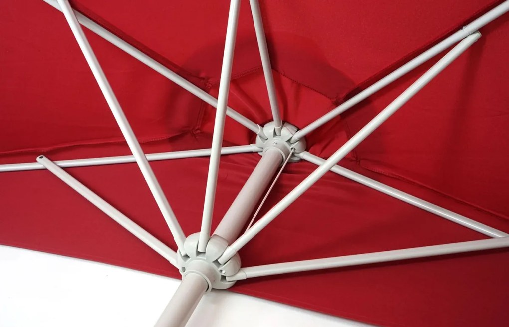 Slnečník polkruh Parla - polyester/hliník - 270cm bordová so stojanom