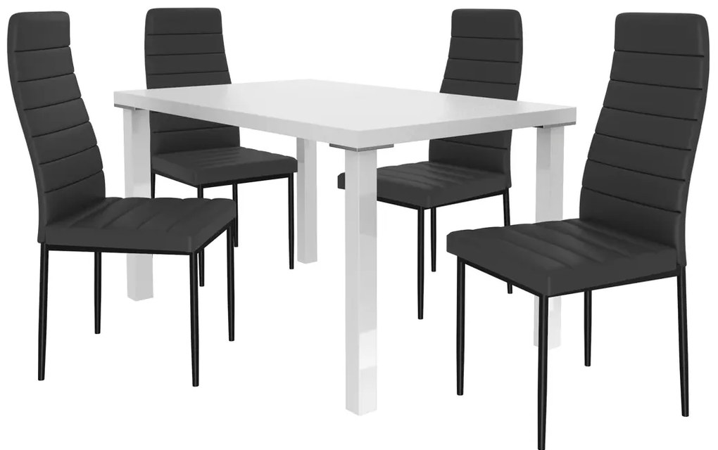 Jedálenský set 1 + 4 Belini biely / čierne Moderno MOD/0/ZES/W/4B