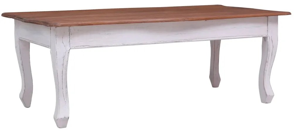 vidaXL Konferenčný stolík biely 120x60x45 cm mahagónový masív