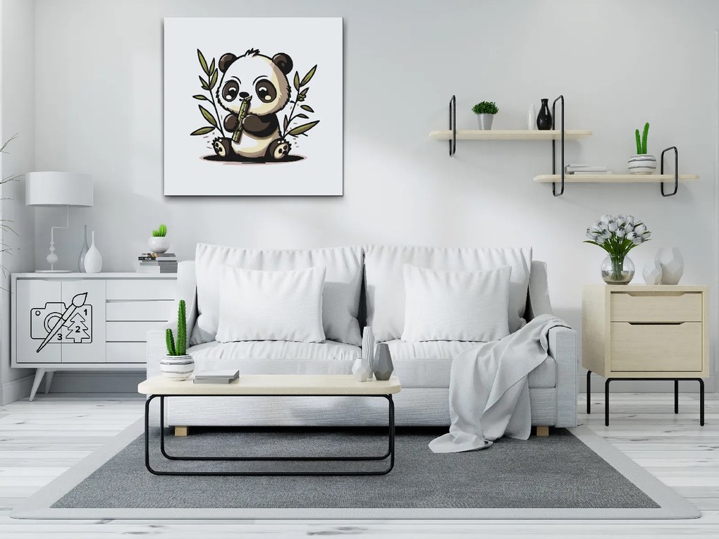 Gario Maľovanie podľa čísel Pandička Rozmery: 80 x 80 cm, Rámovanie: Iba zrolované plátno