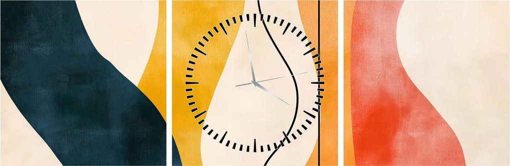 Obraz - Minimalistická farebná ilustrácia II. (s hodinami) (90x30 cm)